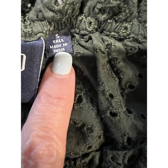 Gap Olive Green Eyelet Three-Quarter Sleeve Top Blouse Oversized Size Small Tall - Picture 5 of 6